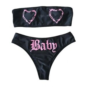 Black and Pink Two-Piece Set